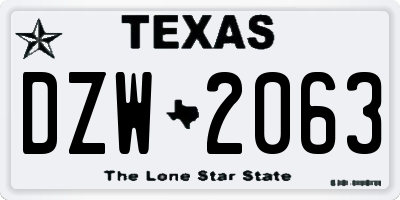 TX license plate DZW2063