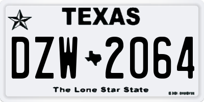TX license plate DZW2064