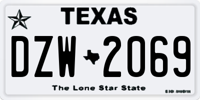TX license plate DZW2069