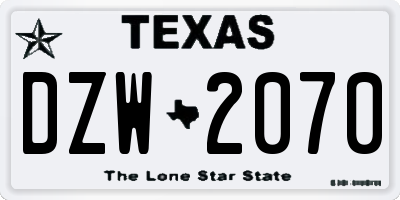 TX license plate DZW2070