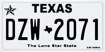 TX license plate DZW2071