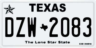 TX license plate DZW2083