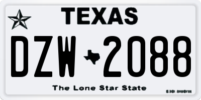 TX license plate DZW2088