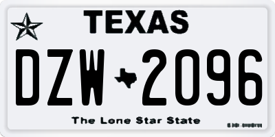 TX license plate DZW2096