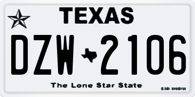 TX license plate DZW2106