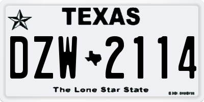TX license plate DZW2114
