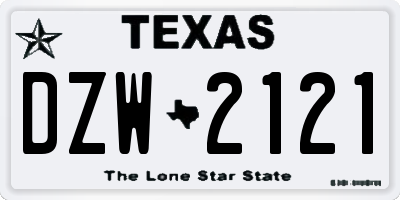 TX license plate DZW2121