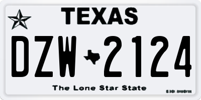 TX license plate DZW2124
