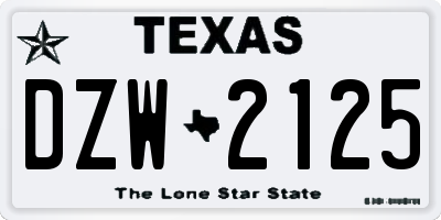 TX license plate DZW2125