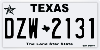 TX license plate DZW2131