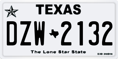 TX license plate DZW2132
