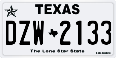 TX license plate DZW2133