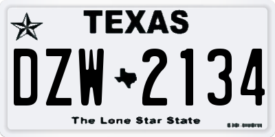TX license plate DZW2134
