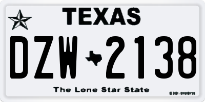 TX license plate DZW2138