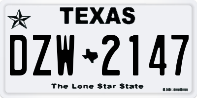 TX license plate DZW2147