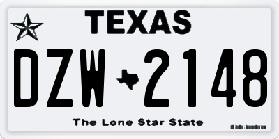 TX license plate DZW2148