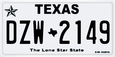 TX license plate DZW2149