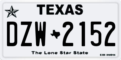 TX license plate DZW2152