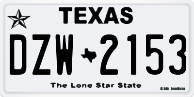 TX license plate DZW2153