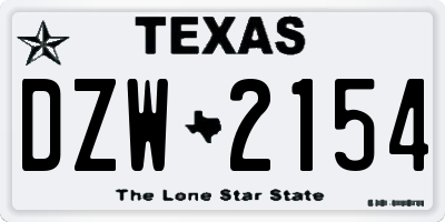 TX license plate DZW2154