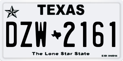 TX license plate DZW2161