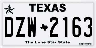 TX license plate DZW2163
