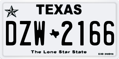 TX license plate DZW2166