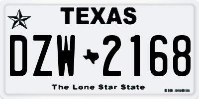 TX license plate DZW2168