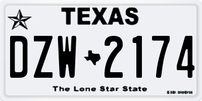 TX license plate DZW2174