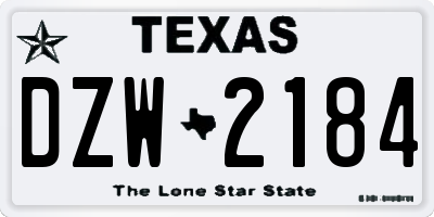 TX license plate DZW2184