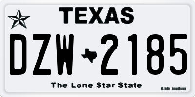 TX license plate DZW2185