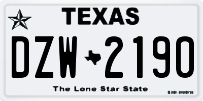 TX license plate DZW2190