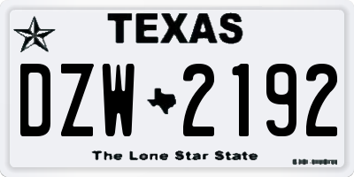 TX license plate DZW2192