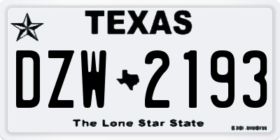 TX license plate DZW2193
