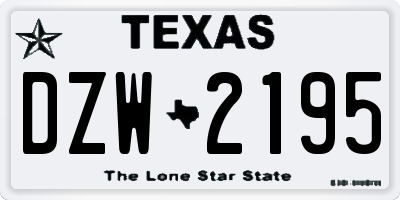 TX license plate DZW2195
