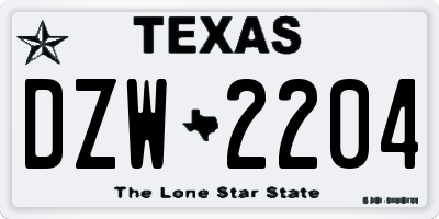 TX license plate DZW2204