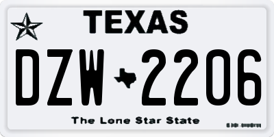 TX license plate DZW2206