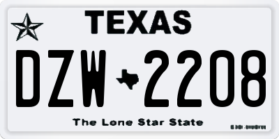 TX license plate DZW2208