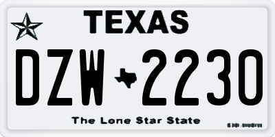 TX license plate DZW2230