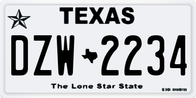 TX license plate DZW2234