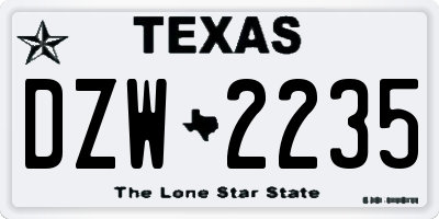 TX license plate DZW2235