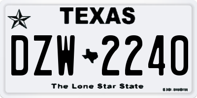 TX license plate DZW2240