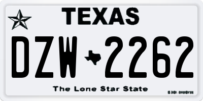 TX license plate DZW2262