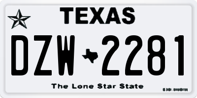 TX license plate DZW2281