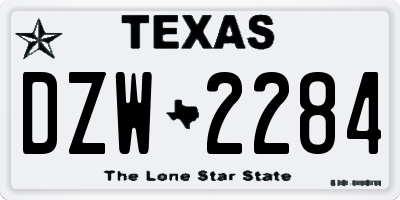 TX license plate DZW2284