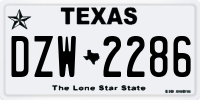 TX license plate DZW2286
