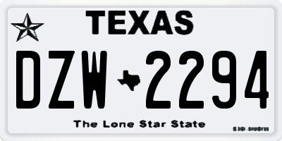 TX license plate DZW2294