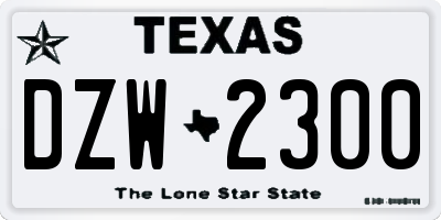 TX license plate DZW2300