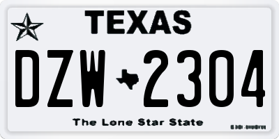 TX license plate DZW2304