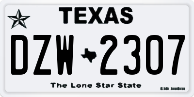 TX license plate DZW2307